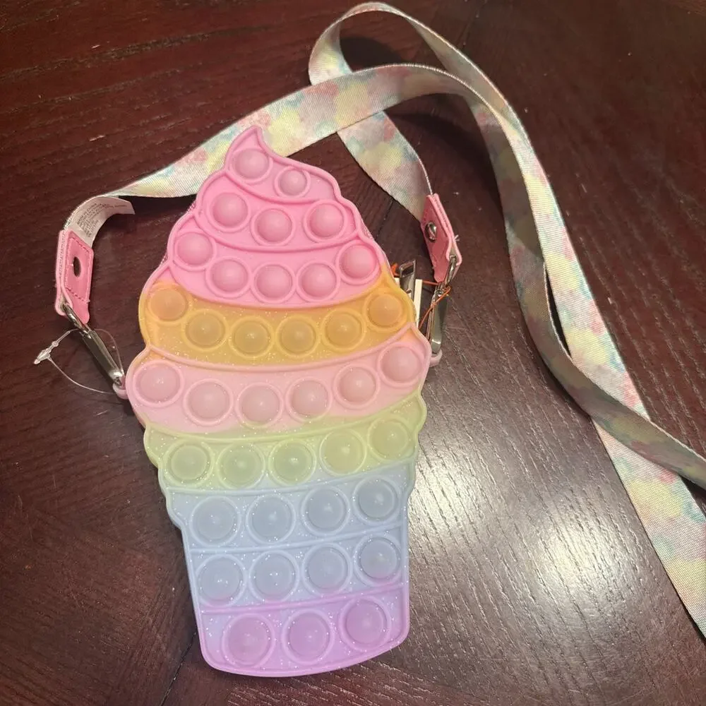 Cat & Jack Girls' Ice Cream Pop It Crossbody Bag Figet